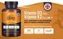 Load image into Gallery viewer, Prowise Healthcare - Vitamin D3 4000IU & K2 MK7 100μg Vegetarian Tablets I 180