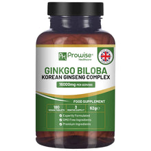 Load image into Gallery viewer, Prowise Healthcare - Ginkgo Biloba and Korean Ginseng Tablets 16000mg 180 Vegan