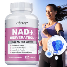 Load image into Gallery viewer, NAD+ Resveratrol Supplements - Natural Energy, Anti-aging and Cellular Health, Strengthens The Immune System - 120 Capsules 