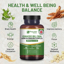 Load image into Gallery viewer, Prowise Healthcare - Ginkgo Biloba and Korean Ginseng Tablets 16000mg 180 Vegan