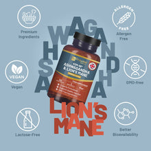 Load image into Gallery viewer, Prowise Healthcare - KSM-66 Ashwagandha and Lions Mane Tablets 2200 mg