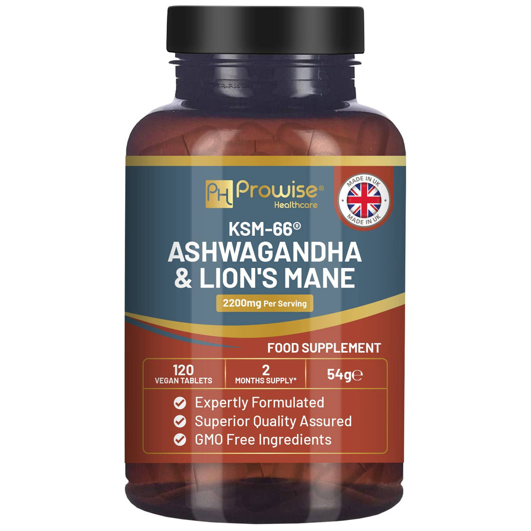 Prowise Healthcare - KSM-66 Ashwagandha and Lions Mane Tablets 2200 mg
