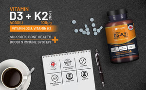 Prowise Healthcare - Vitamin D3 4000IU & K2 MK7 100μg Vegetarian Tablets I 180