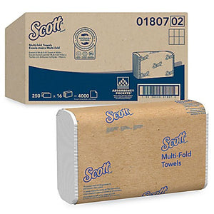 TOWEL MULTIFOLD 9.2" WHITE SCOTT 250CT/PK 16/CS