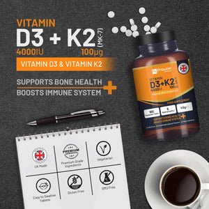 Prowise Healthcare - Vitamin D3 4000IU & K2 MK7 100μg Vegetarian Tablets I 180