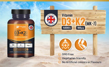Load image into Gallery viewer, Prowise Healthcare - Vitamin D3 4000IU &amp; K2 MK7 100μg Vegetarian Tablets I 180
