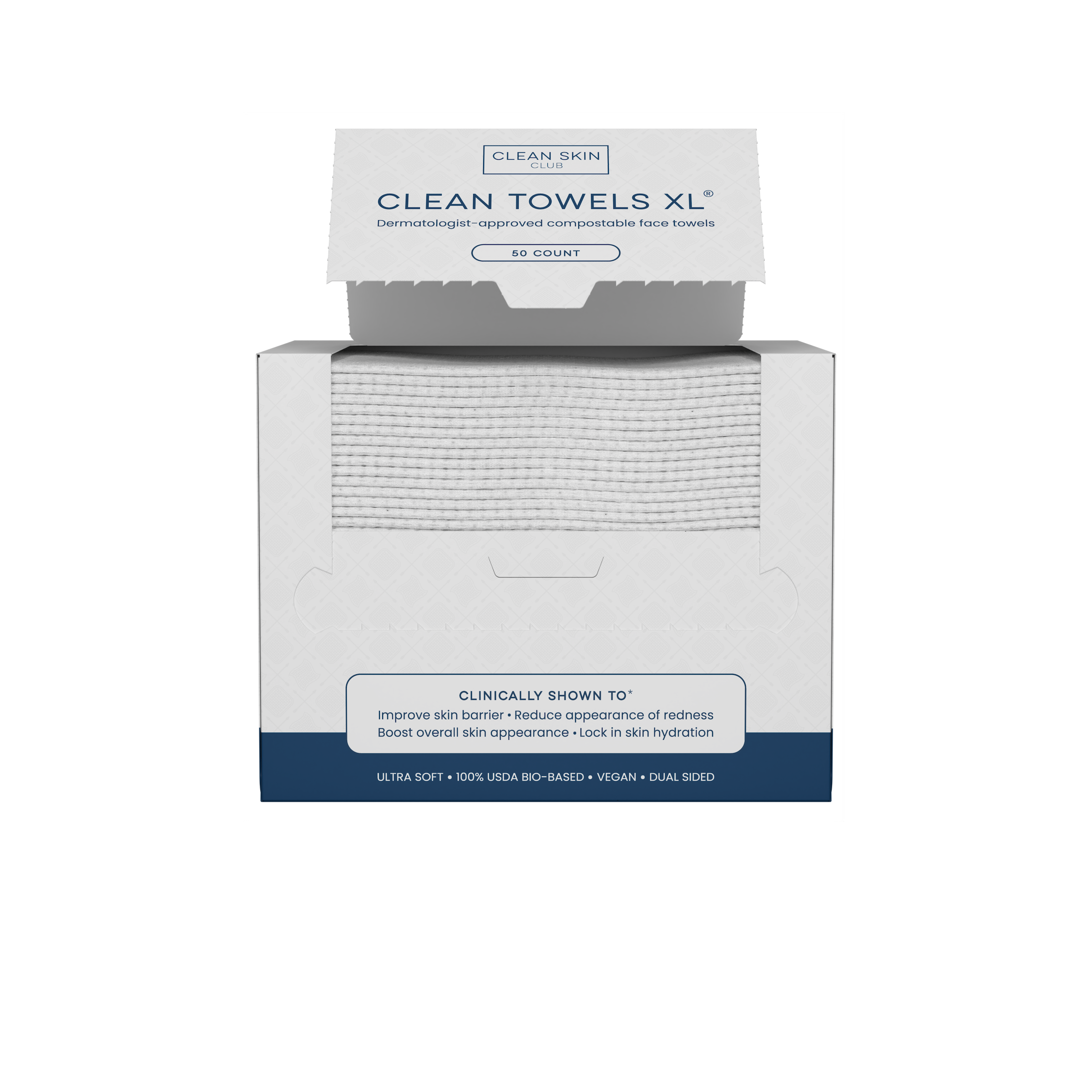 Clean Skin Club - Clean Towels™ XL, Disposable Face Towels, 50 Count
