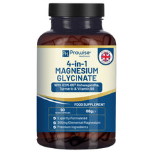 Load image into Gallery viewer, Magnesium Glycinate with Ashwagandha, Turmeric &amp; Vitamin B6 - 90 Vegan Capsules | Prowise
