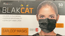 Load image into Gallery viewer, Face Mask BlakCat Ear-Loop Black 50/BX  UniPack
