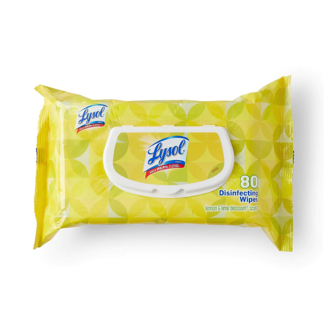 Lysol Multi-Surface Disinfecting Wipes, Lemon & Lime Blossom Scent, 7